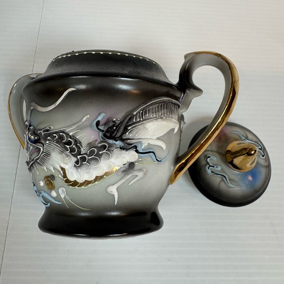 Moriage Japan Dragonware Saki Tea Set Vintage 1940’s Whistling Bird Hand Painted - Picture 10 of 16